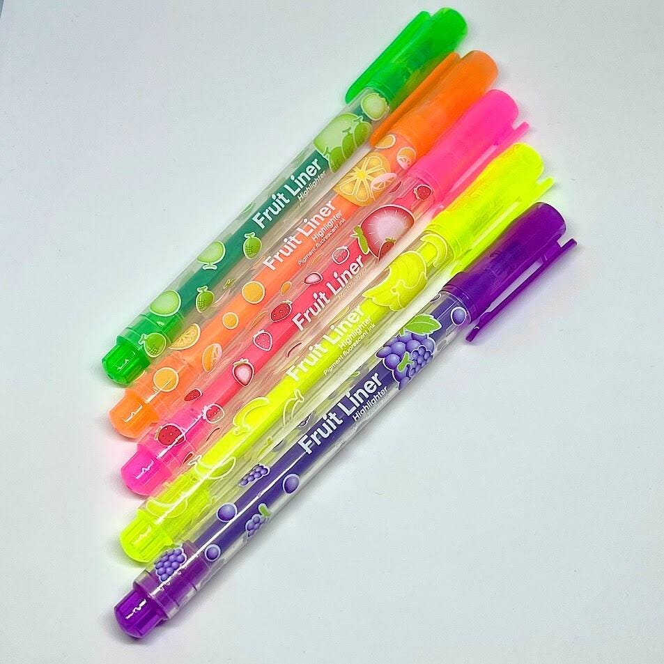 Aromatic Fruits Scented Fluorescent Highlighter Water-Based Ink Pen 5pcs