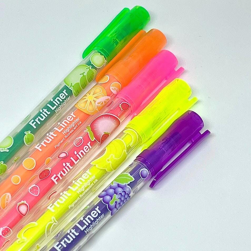 Aromatic Fruits Scented Fluorescent Highlighter Water-Based Ink Pen 5pcs