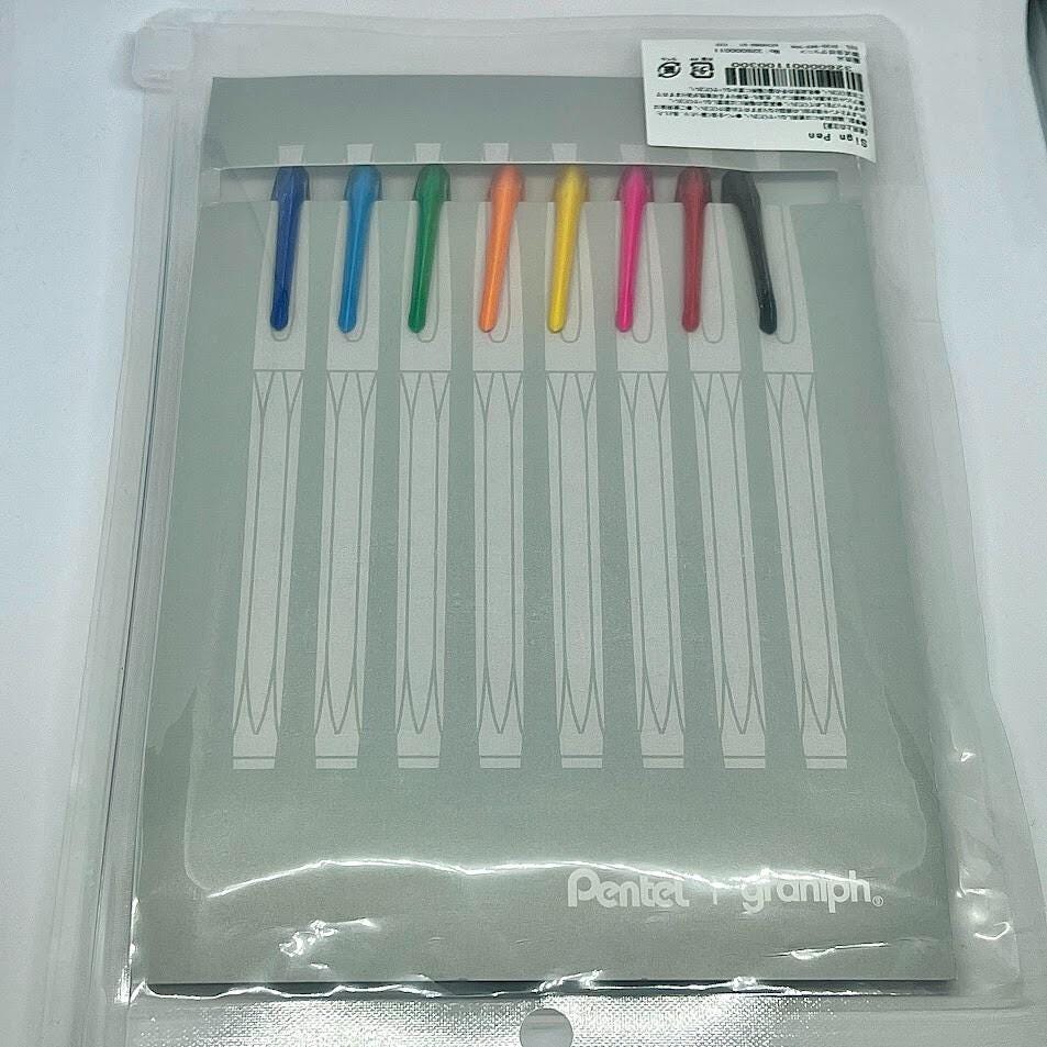 Pentel Limited Edition Graniph Sign Pen 8 Different Colors Set from Japan