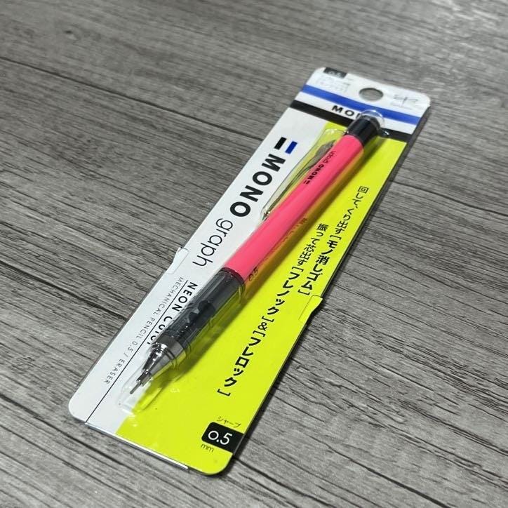 Tombow Mono Graph Neon Color Mechanical Pencil & Eraser 0.5mm  -Made in Japan