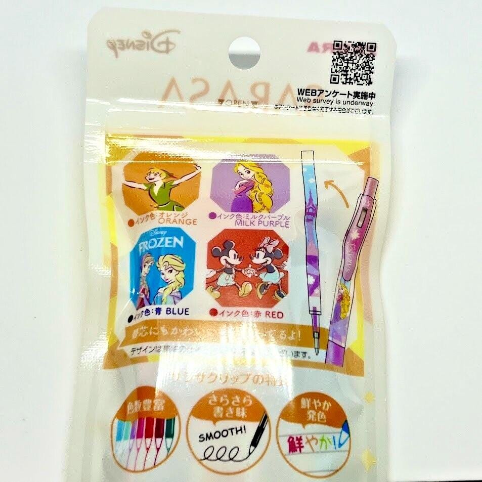 Sarasa Clip Disney Limited Edition RollerBall Gel Ink Orange/Purple/Blue/Red Pen