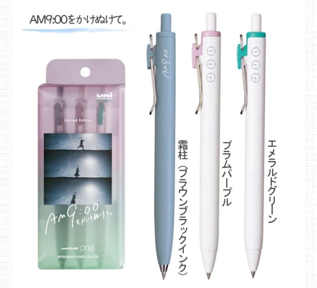 Limited Edition AM9.00 Uni-ball ONE Pen Set - 0.38mm Tip, 3 Colors-Rare
