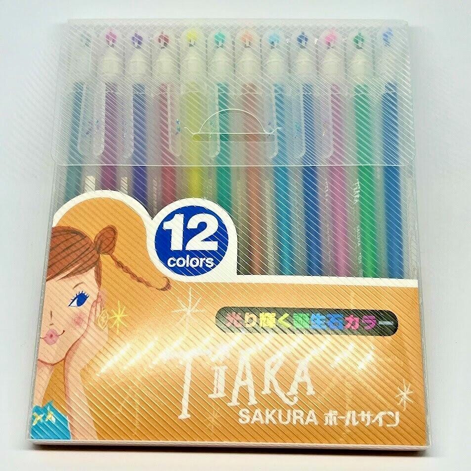 SAKURA Cray-Pas Water-Based Ballpoint Pen Ball Sign Tiara 12 Colors Made in Japa