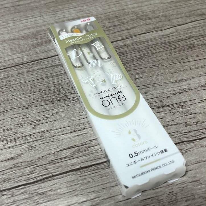 Uni-Ball One White&Metallic Color 3SET 0.5mm Pen from Japan