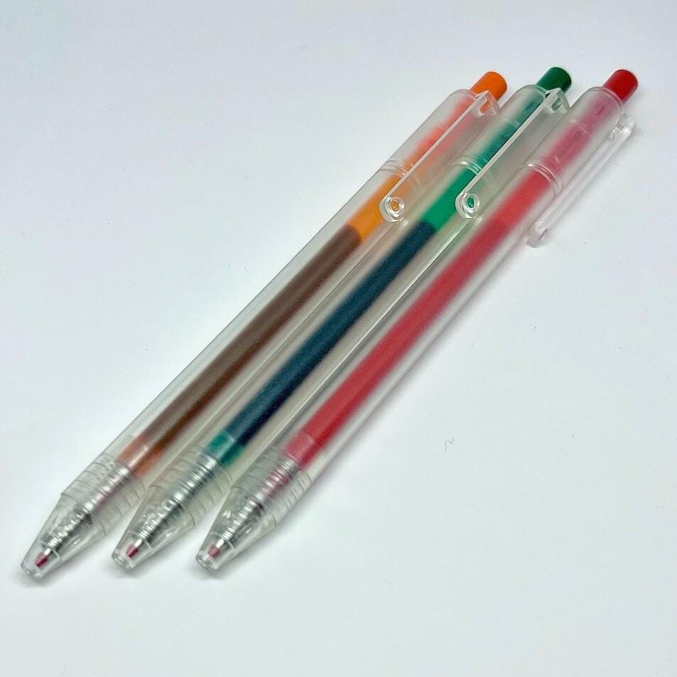 Retractable D Gel Ink Ballpoint Pens 0.5mm 3Sets Red&Deep Green and Orange