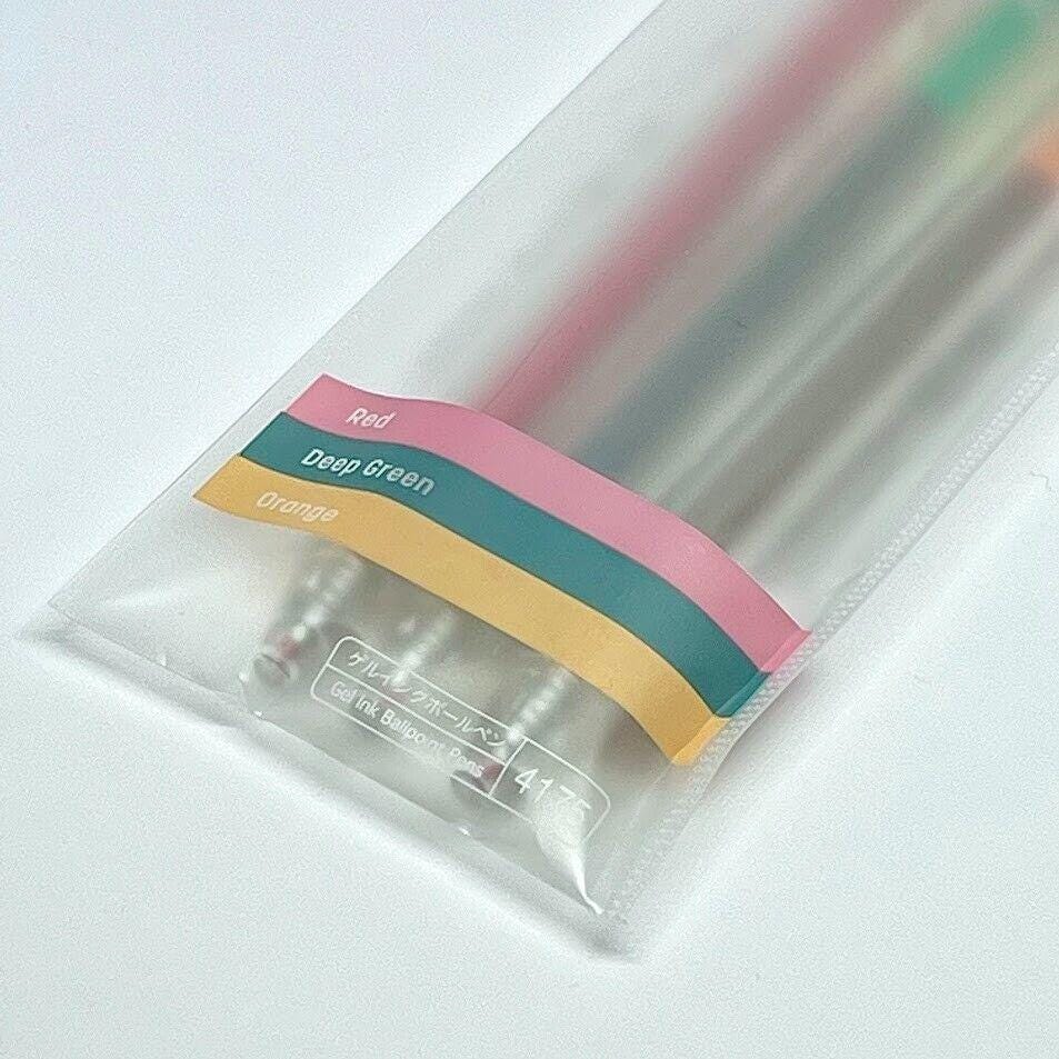 Retractable D Gel Ink Ballpoint Pens 0.5mm 3Sets Red&Deep Green and Orange
