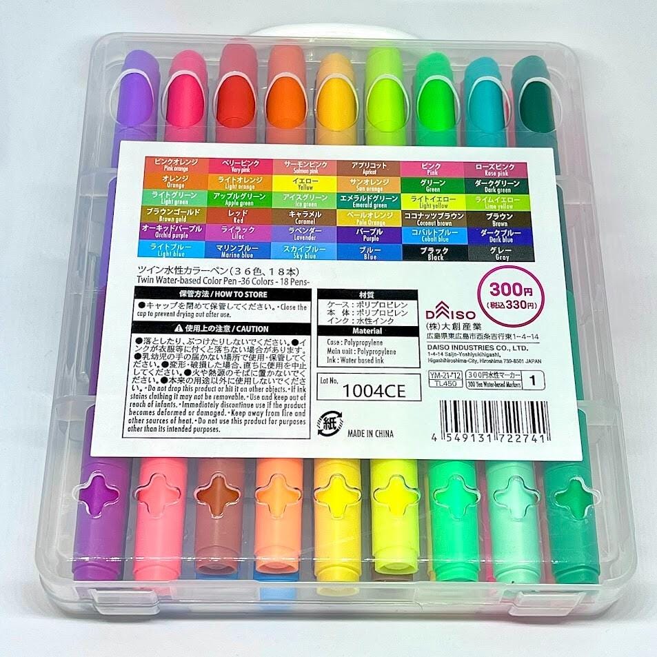Double Sided Twin Water-Based 18pcs/36 Colors 1.00mm Colorful Pens from Japan