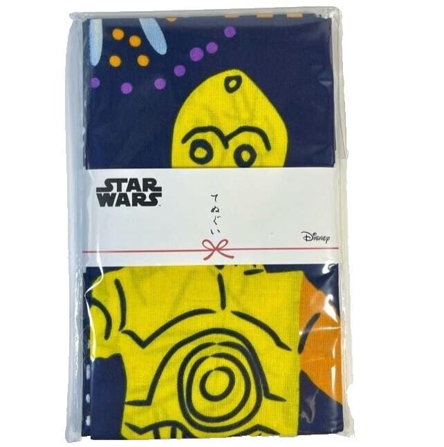 Japanese Exclusive Tenugui Cotton C-3PO&R2-D2 Hanami Obon Fireworks