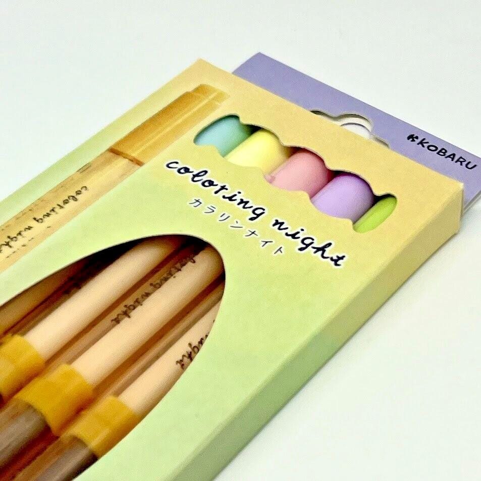 Kobaru Coloring Night 2-Way Markers 0.5/4.00mm 6 Colors Set Made in Japan