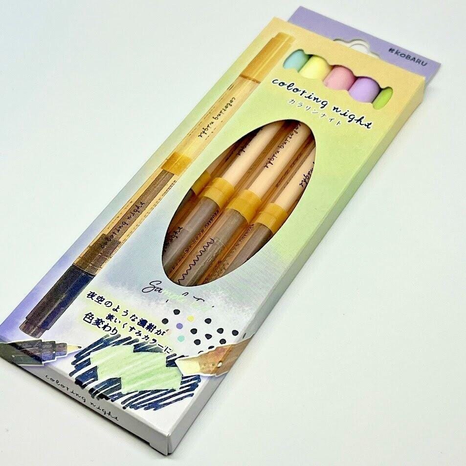 Kobaru Coloring Night 2-Way Markers 0.5/4.00mm 6 Colors Set Made in Japan