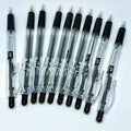 Knock Type 0.5mm Black Ballpoint Pen with Rubber Grip 10pcs Set