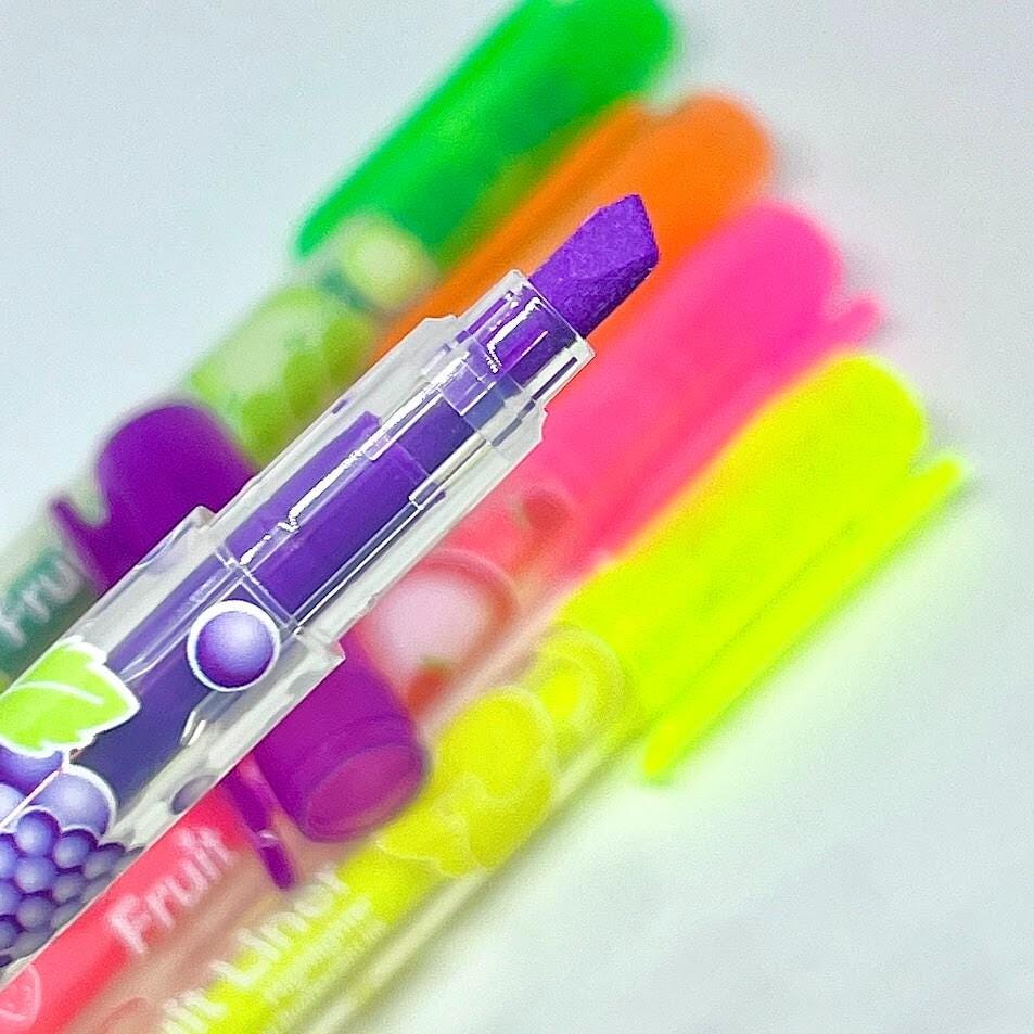 Aromatic Fruits Scented Fluorescent Highlighter Water-Based Ink Pen 5pcs