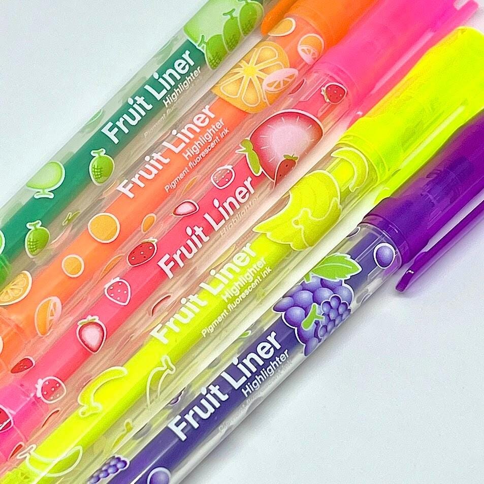 Aromatic Fruits Scented Fluorescent Highlighter Water-Based Ink Pen 5pcs