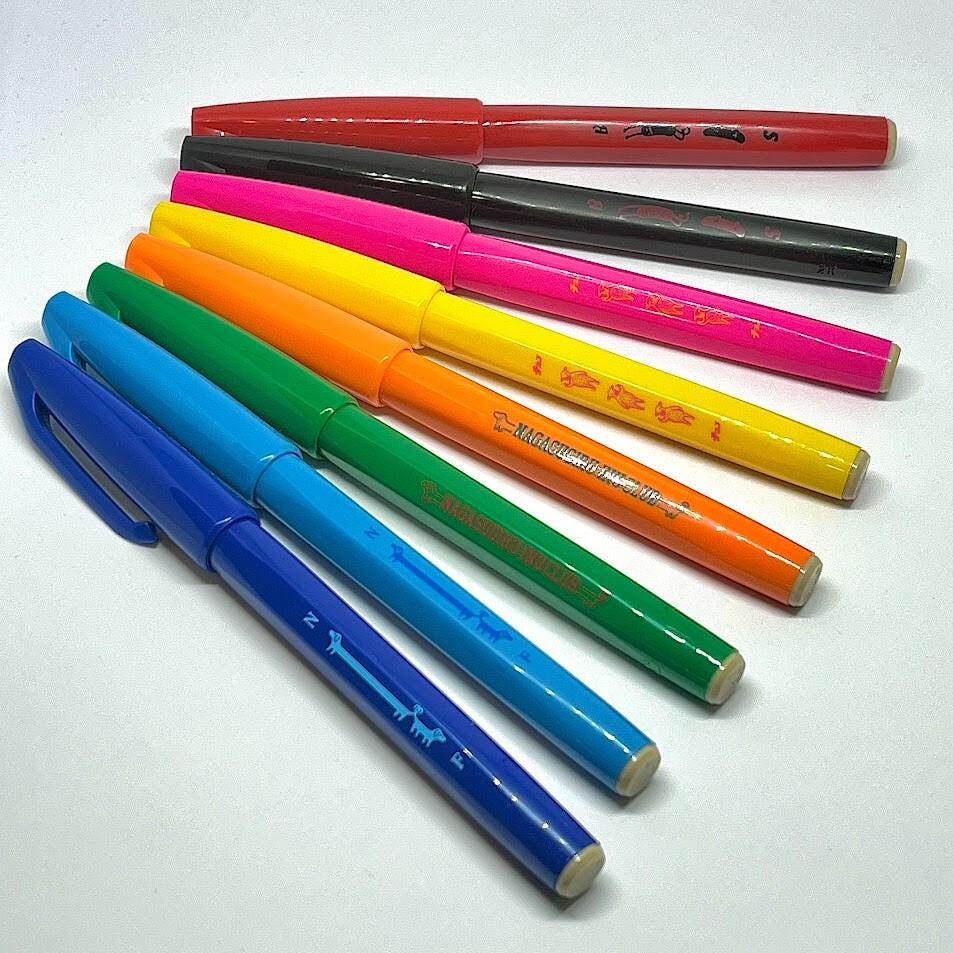 Pentel Limited Edition Graniph Sign Pen 8 Different Colors Set from Japan