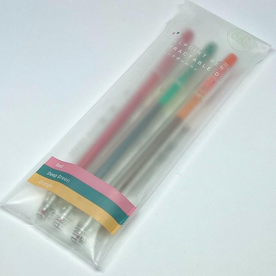 Retractable D Gel Ink Ballpoint Pens 0.5mm 3Sets Red&Deep Green and Orange