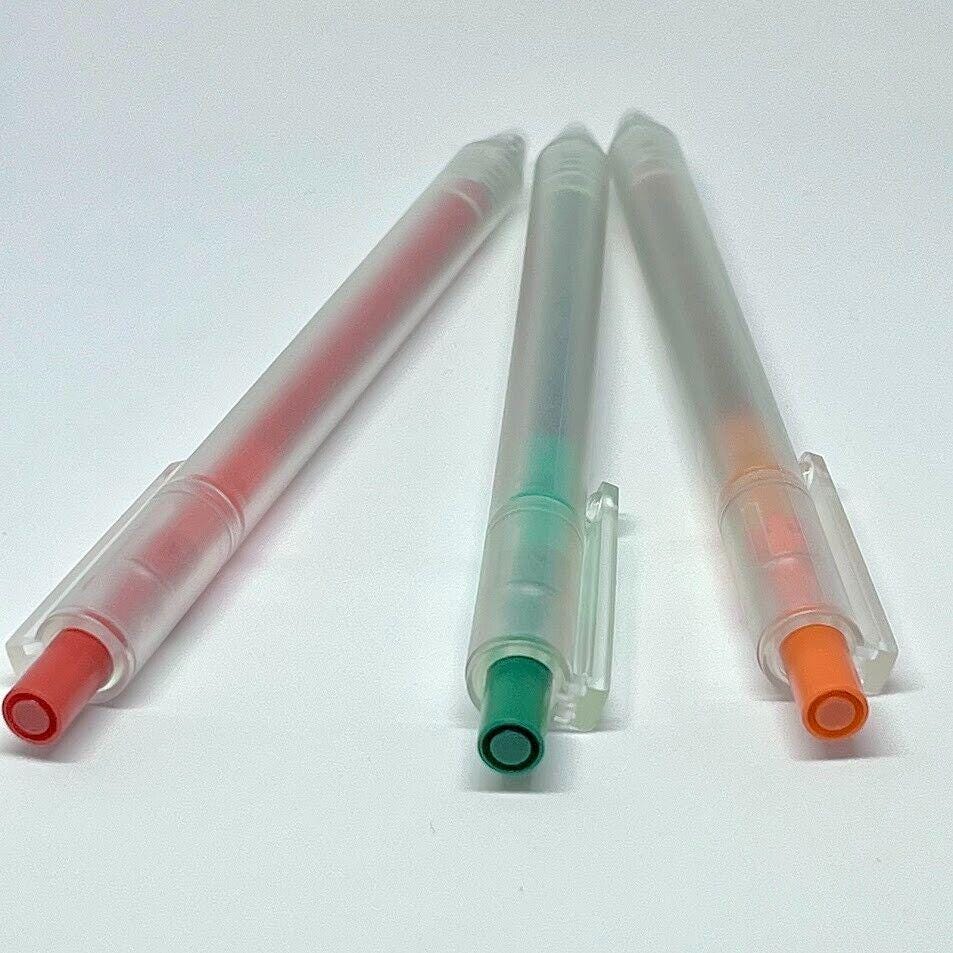Retractable D Gel Ink Ballpoint Pens 0.5mm 3Sets Red&Deep Green and Orange