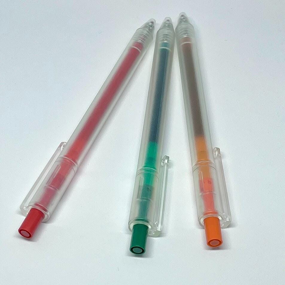 Retractable D Gel Ink Ballpoint Pens 0.5mm 3Sets Red&Deep Green and Orange