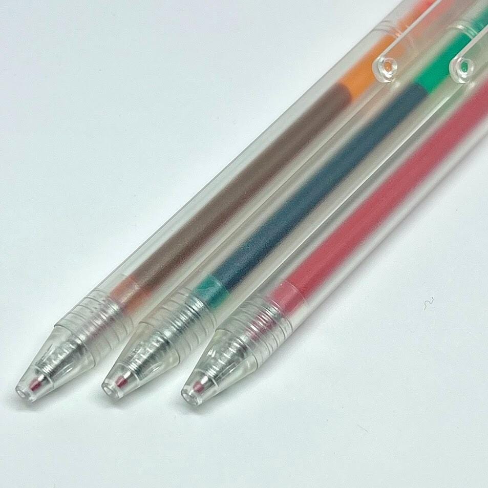 Retractable D Gel Ink Ballpoint Pens 0.5mm 3Sets Red&Deep Green and Orange