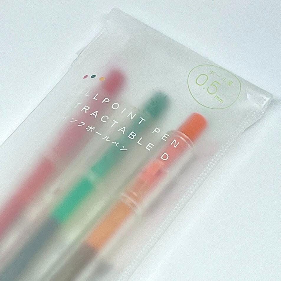 Retractable D Gel Ink Ballpoint Pens 0.5mm 3Sets Red&Deep Green and Orange