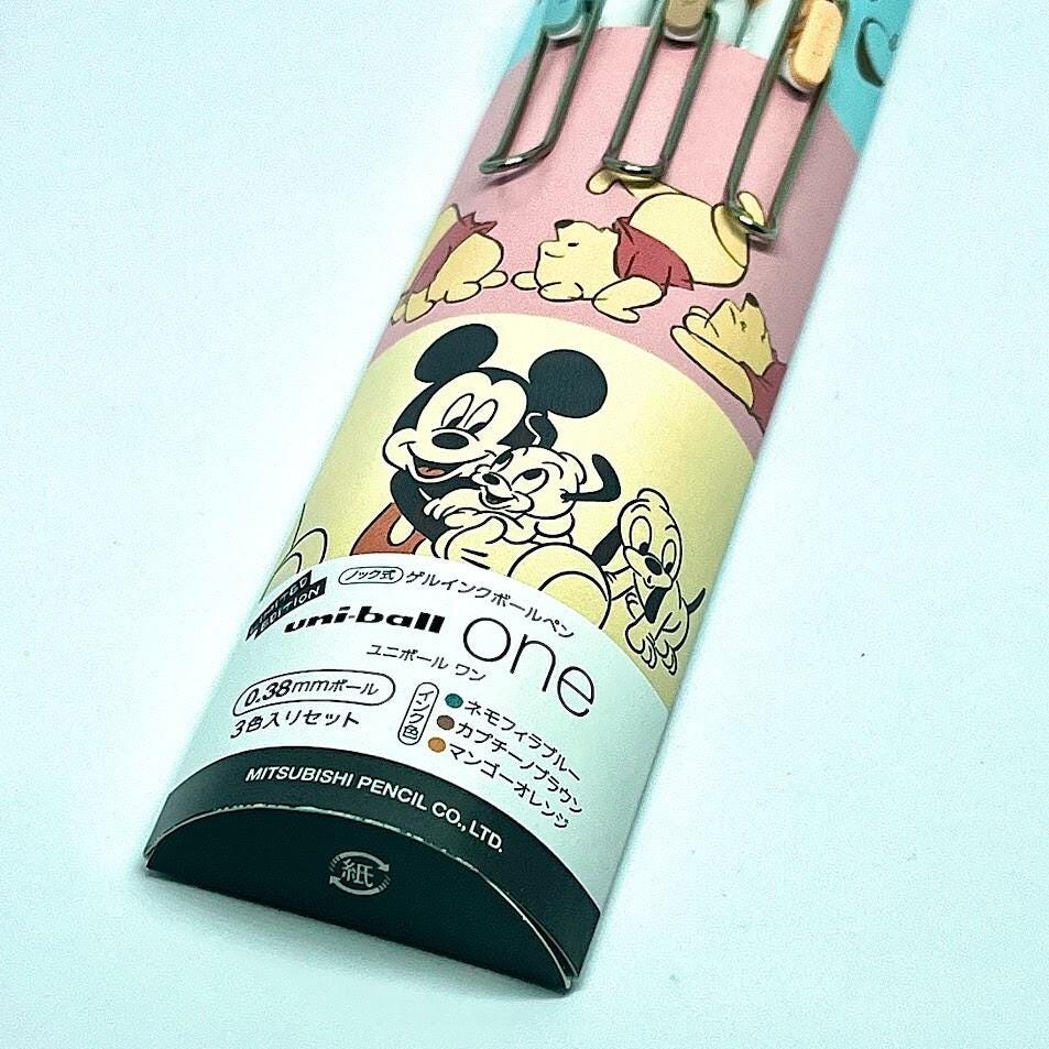 Uni Ball One  Disney Mickey Mouse&Winnie 0.38mm  Limited Edition 3 Set  Ball Pen