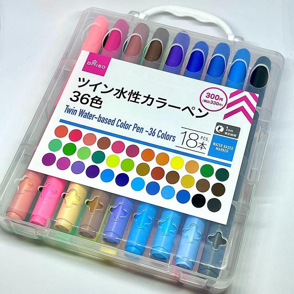 Double Sided Twin Water-Based 18pcs/36 Colors 1.00mm Colorful Pens from Japan