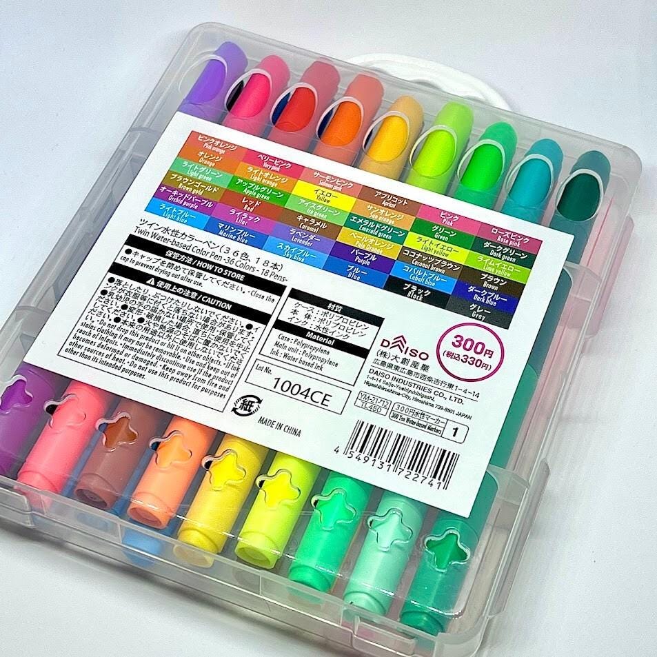 Double Sided Twin Water-Based 18pcs/36 Colors 1.00mm Colorful Pens from Japan