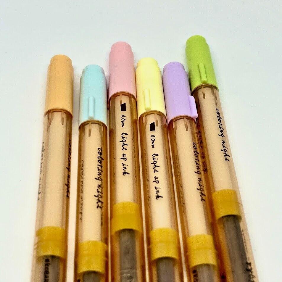 Kobaru Coloring Night 2-Way Markers 0.5/4.00mm 6 Colors Set Made in Japan