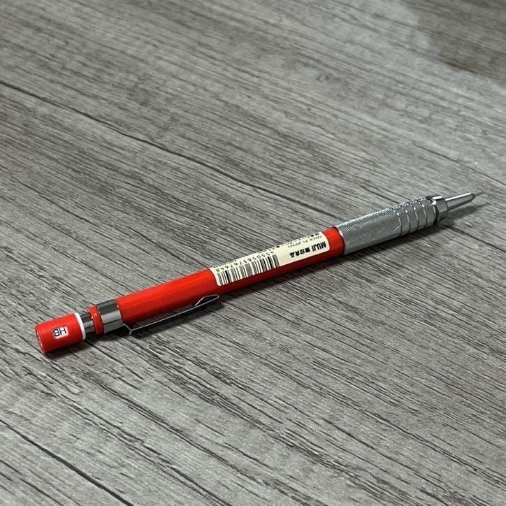 Muji Balanced Mechanical Pencil 0.5mm Red - Ergonomic Design, Precise Writing