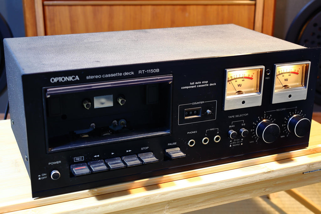 Vintage Optonica (Sharp) RT-1150B Stereo Cassette Deck – Needs Belt Repair – VU Meters Light Up
