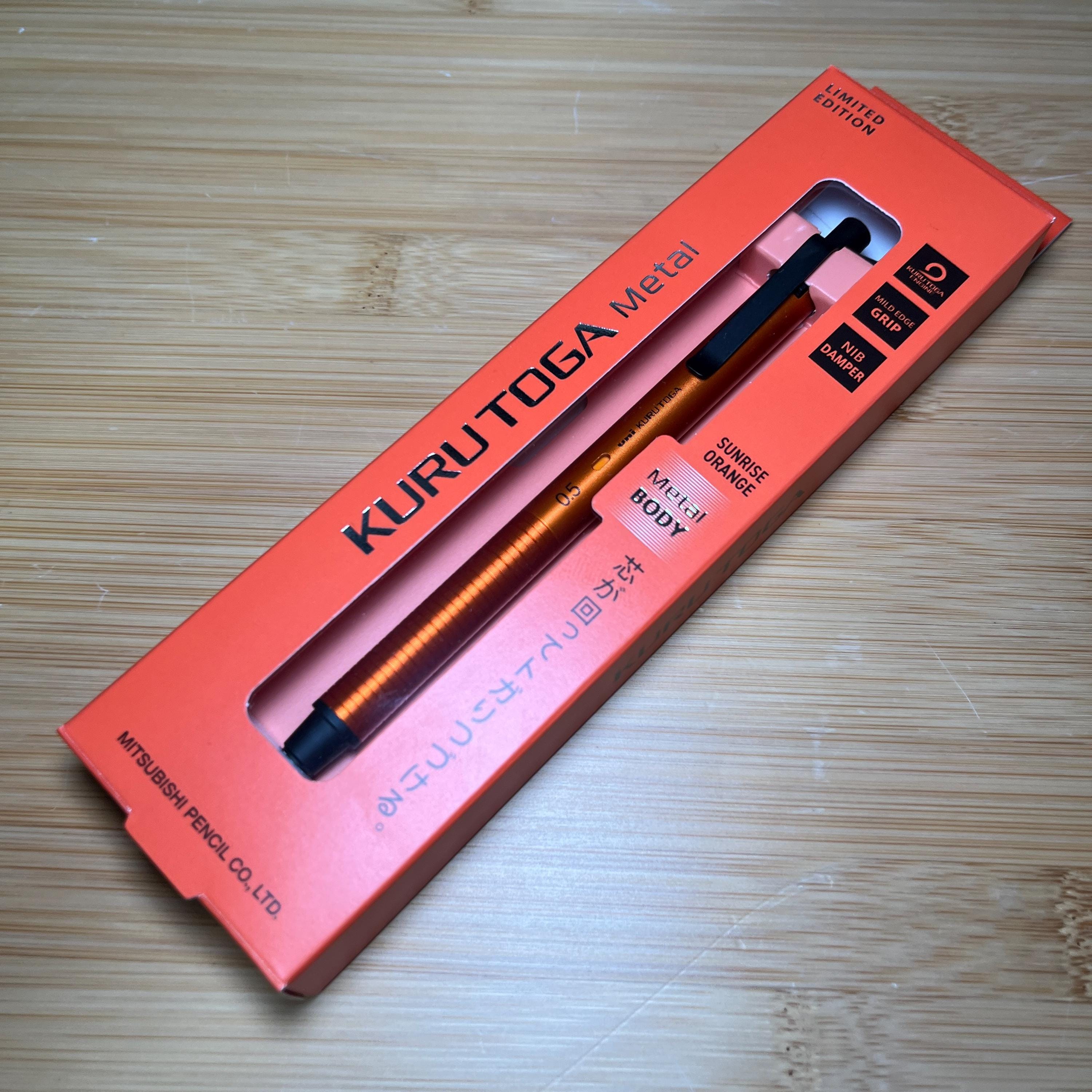 Kuru Toga Metal 0.5mm Sunrise Orange | Limited Edition Mechanical Pencil | Uni Mitsubishi