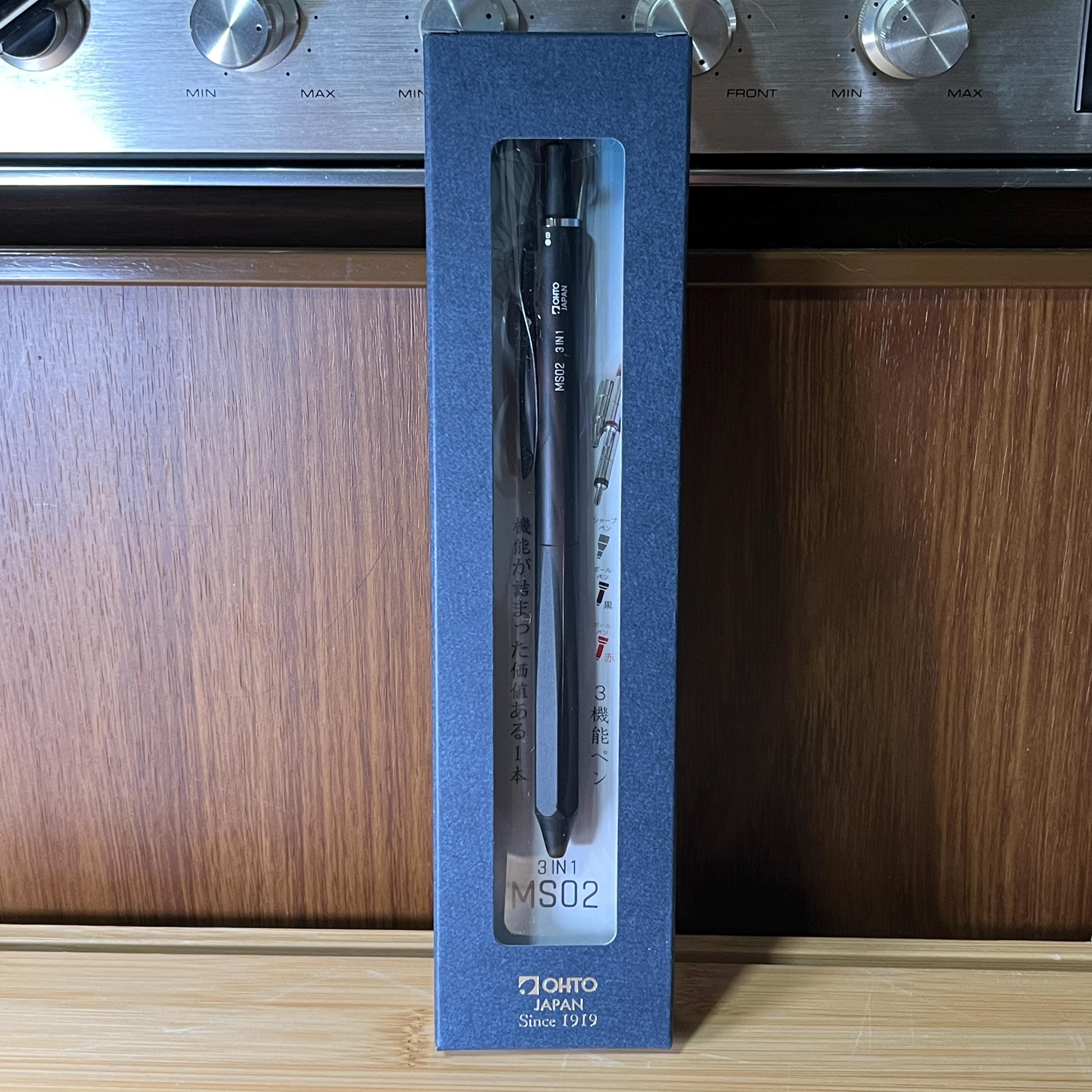 Black OHTO MS02 3-in-1 Multi Pen | Mechanical Pencil + Ballpoint | Japanese Stationery