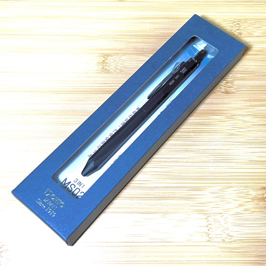 Black OHTO MS02 3-in-1 Multi Pen | Mechanical Pencil + Ballpoint | Japanese Stationery