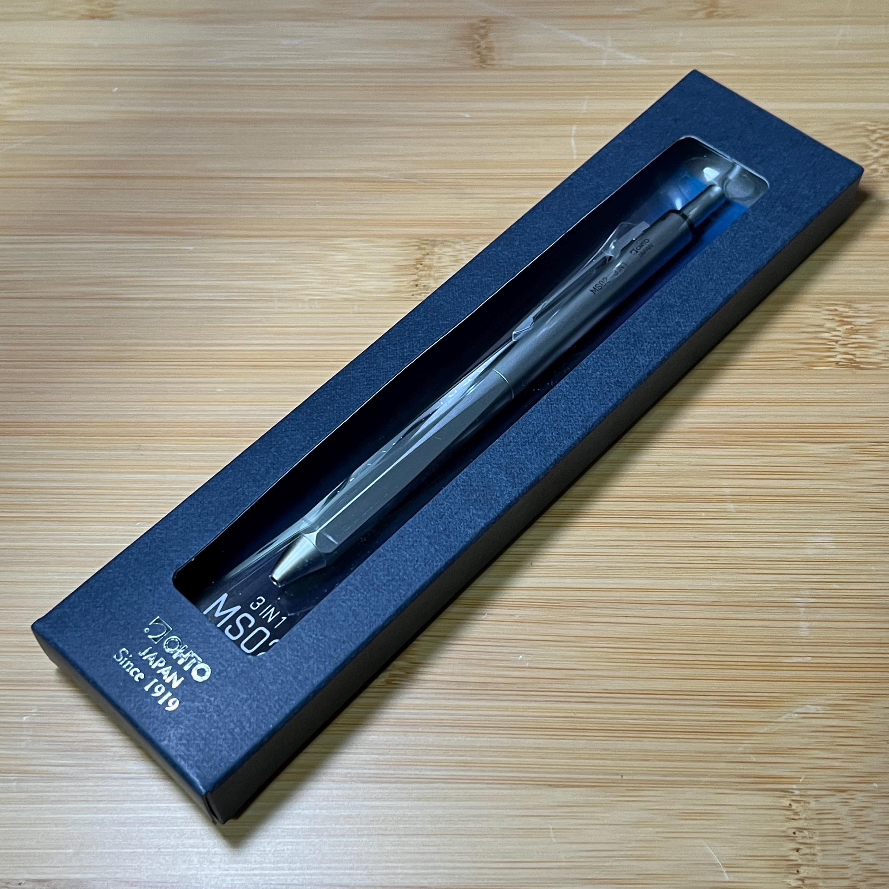 Silver OHTO MS02 3-in-1 Multi Pen | Mechanical Pencil + Ballpoint | Japanese Stationery