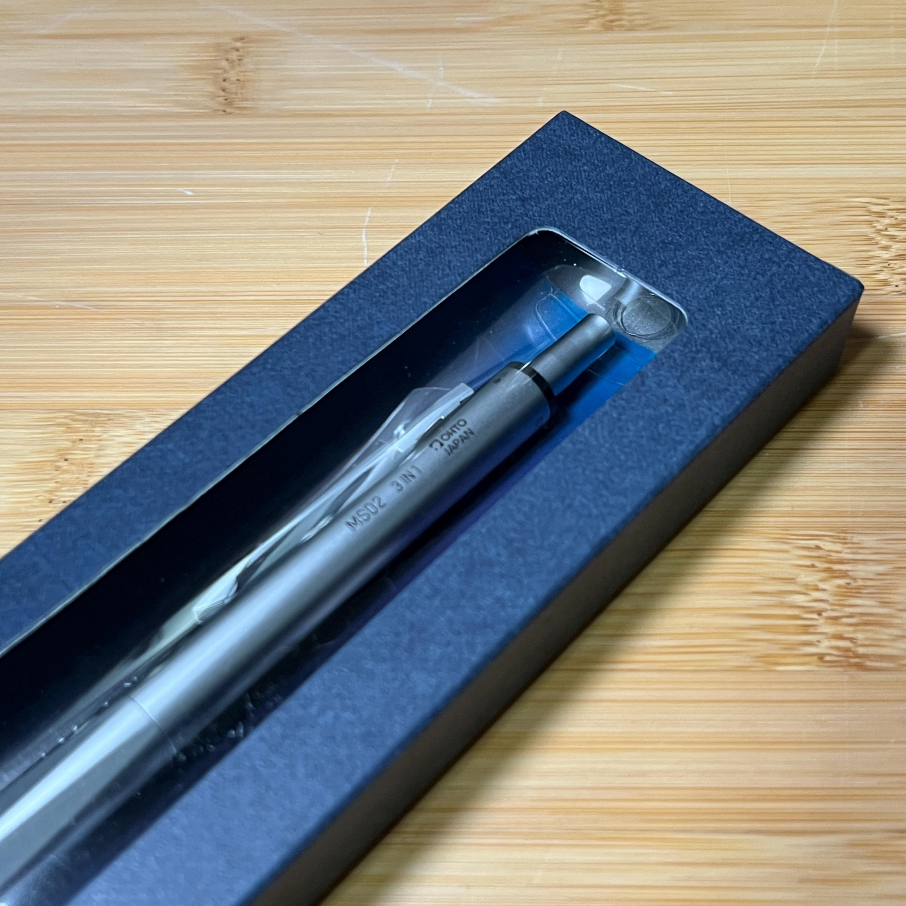 Silver OHTO MS02 3-in-1 Multi Pen | Mechanical Pencil + Ballpoint | Japanese Stationery