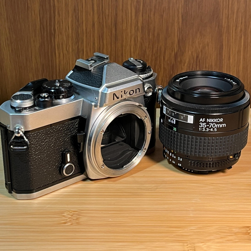 Nikon FE 35mm Film Camera | AF Nikkor 35-70mm Lens | Partial Shutter Issue | as-is