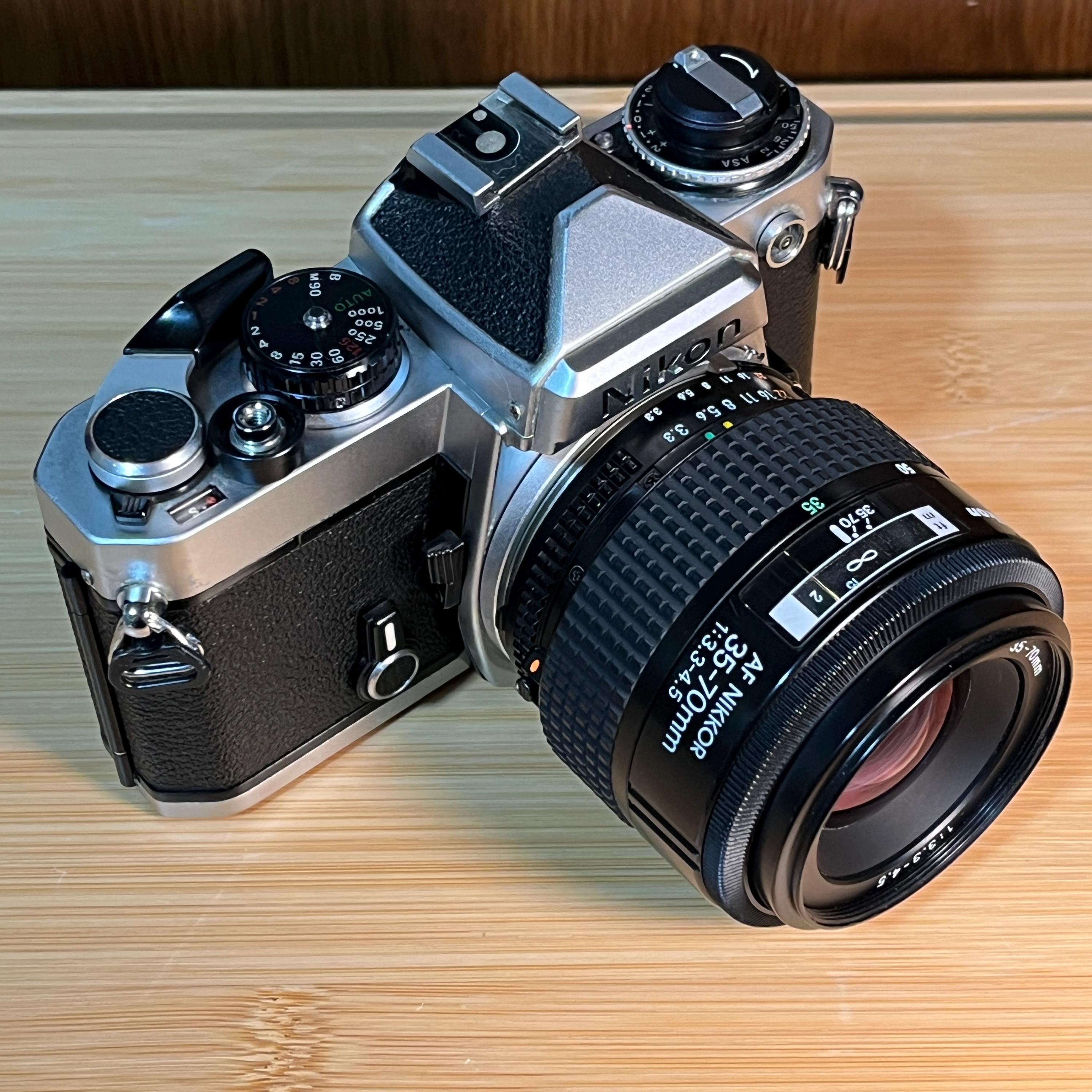 Nikon FE 35mm Film Camera | AF Nikkor 35-70mm Lens | Partial Shutter Issue | as-is