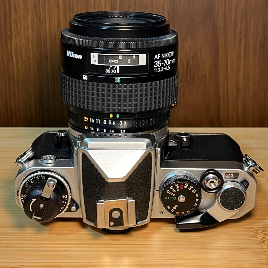 Nikon FE 35mm Film Camera | AF Nikkor 35-70mm Lens | Partial Shutter Issue | as-is