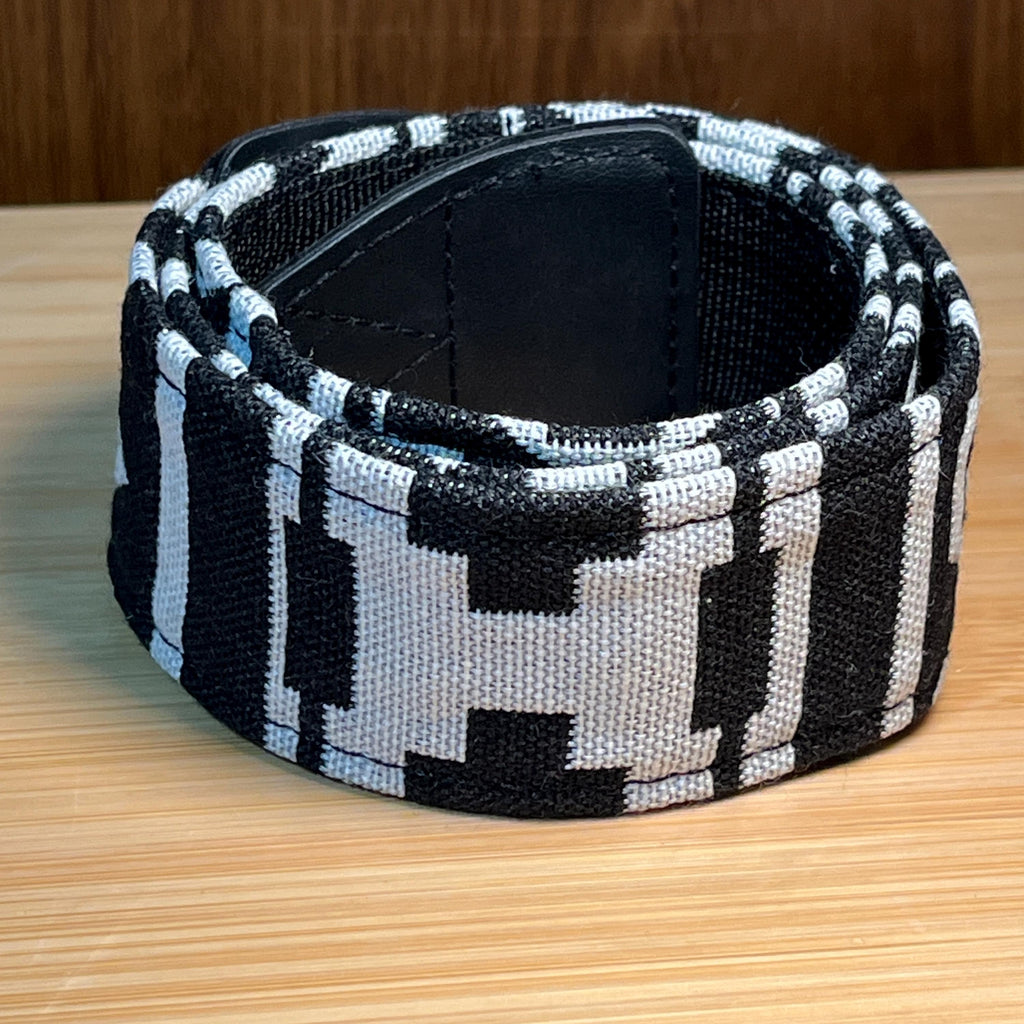 Vintage Cloth Camera Neck Strap | Black & White Avant-Garde Pattern