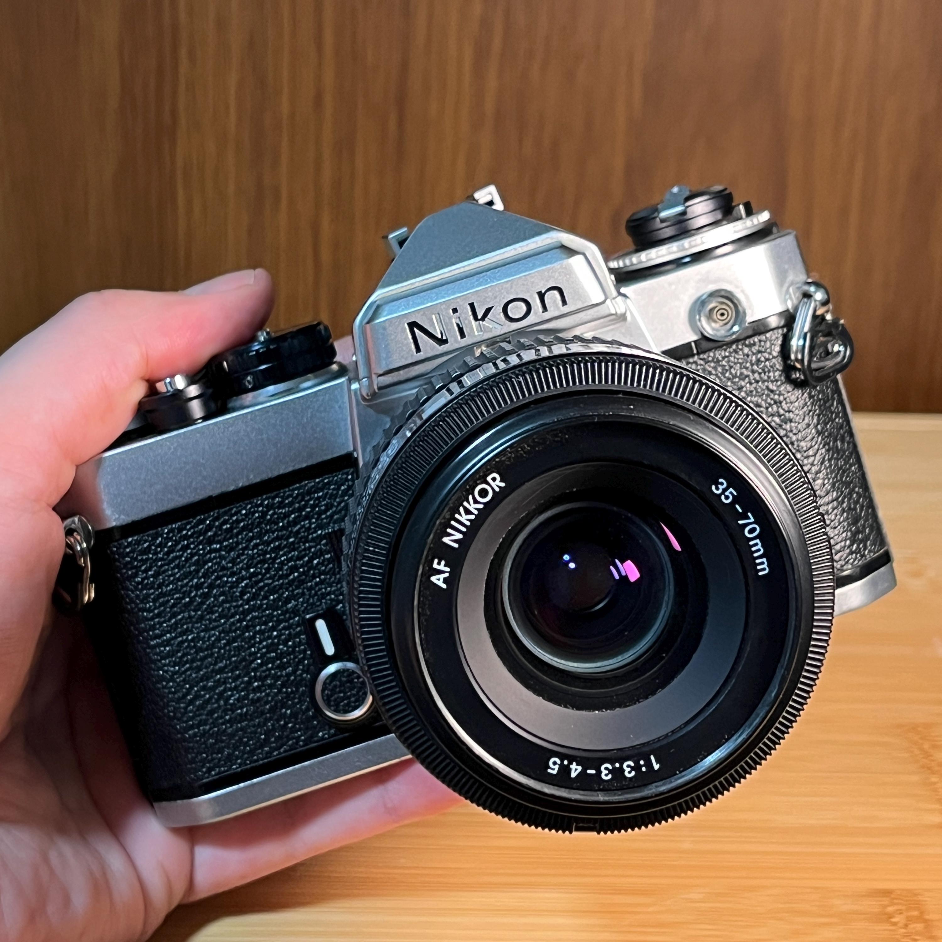 Nikon FE 35mm Film Camera | AF Nikkor 35-70mm Lens | Partial Shutter Issue | as-is
