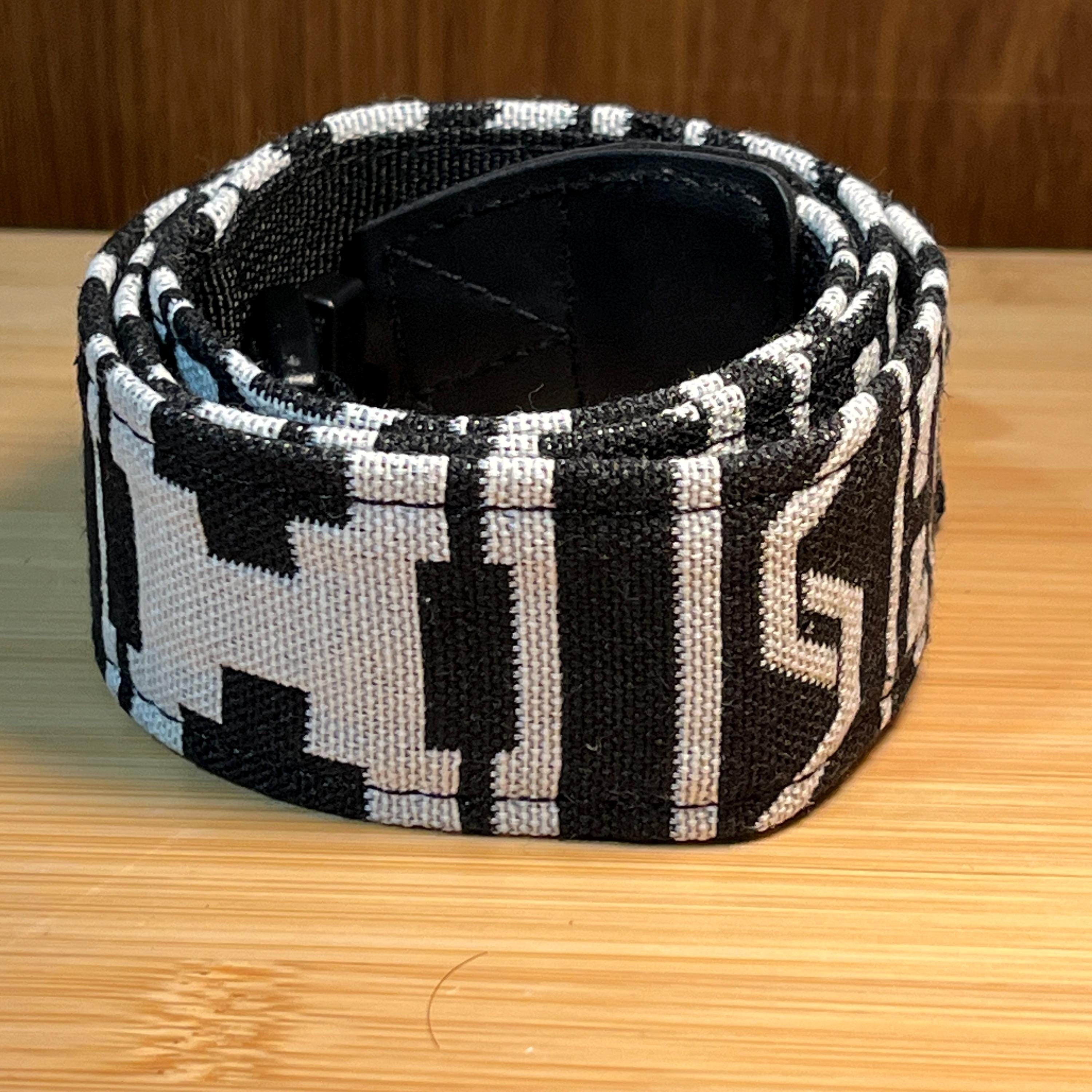 Vintage Cloth Camera Neck Strap | Black & White Avant-Garde Pattern