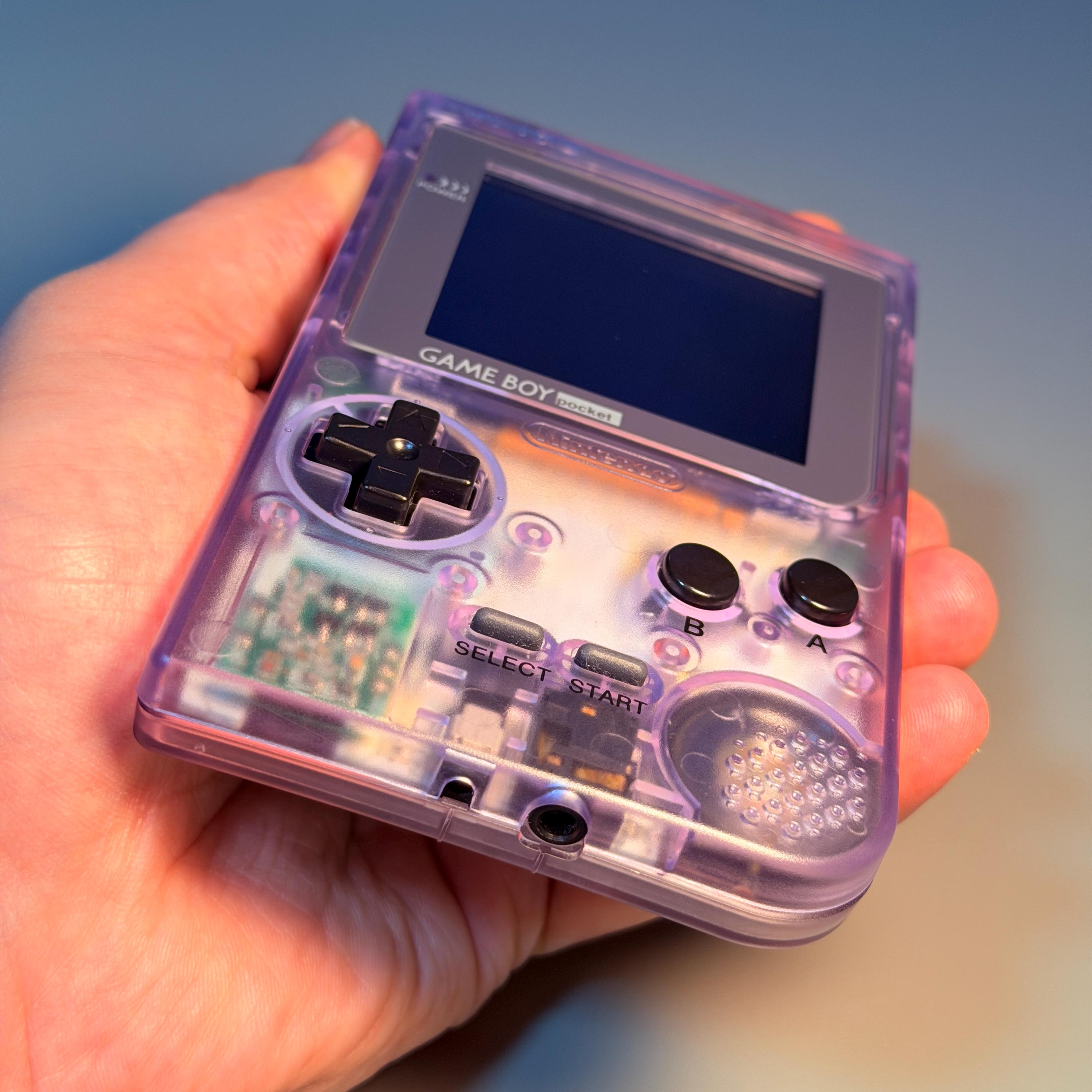 Game Boy Pocket IPS Console | Transparent Purple Shell | 2.6" IPS Display | Modded