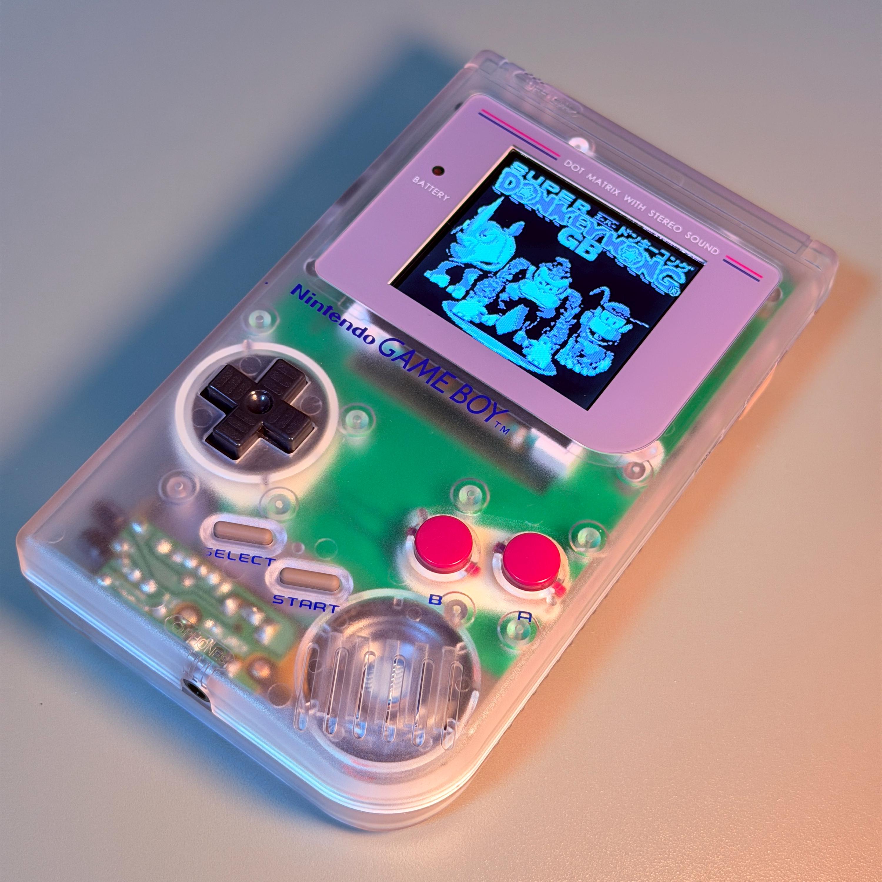 Original Game Boy IPS Console | Transparent Shell | 2.45" High-Brightness IPS | Modded