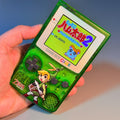 Game Boy Color Console | 2.6" IPS Display | Transparent Green Zelda Shell | Modded