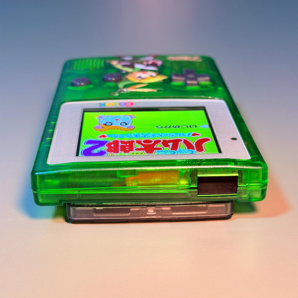 Game Boy Color Console | 2.6" IPS Display | Transparent Green Zelda Shell | Modded