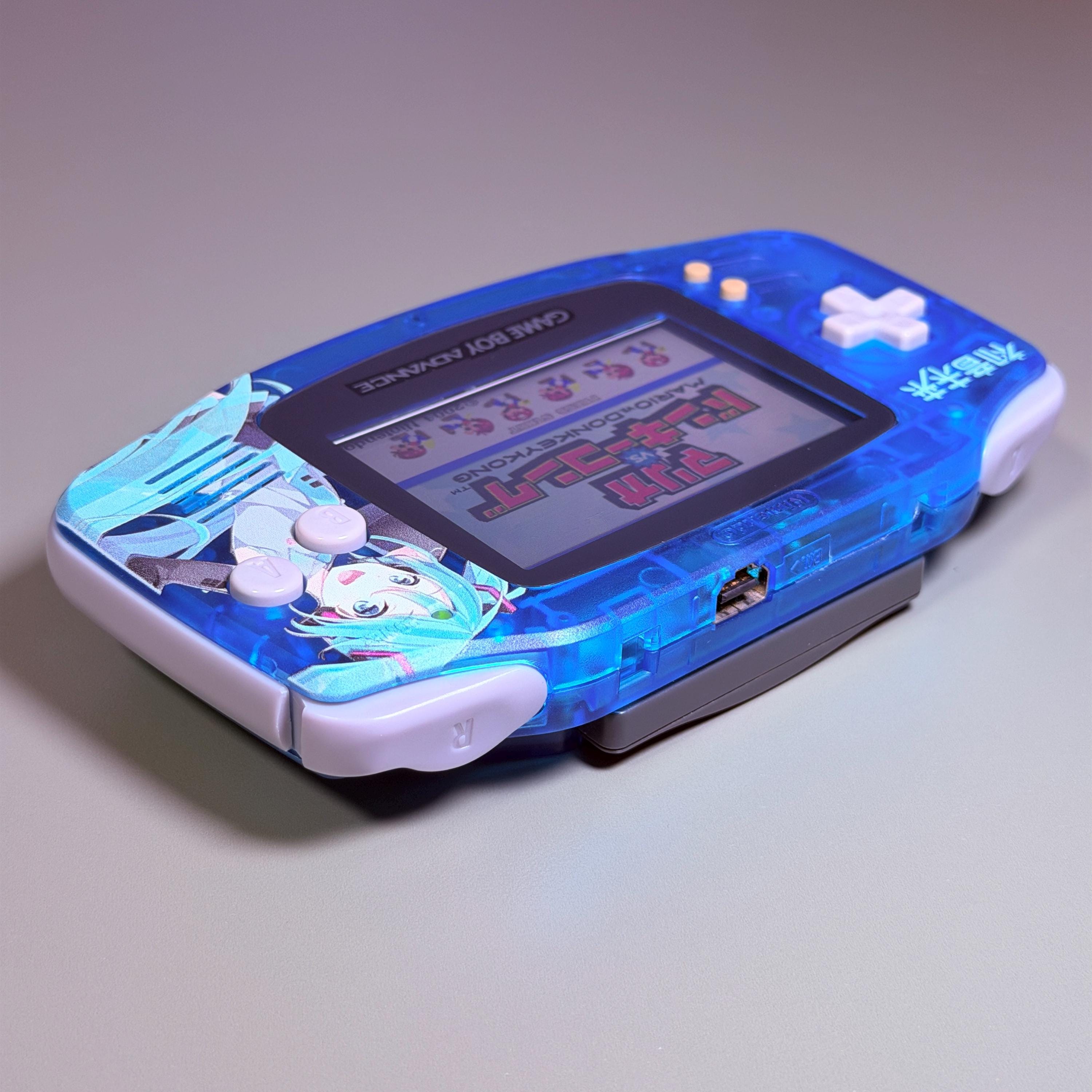Game Boy Advance IPS Console | Transparent Blue Shell | High-Resolution IPS | Modded