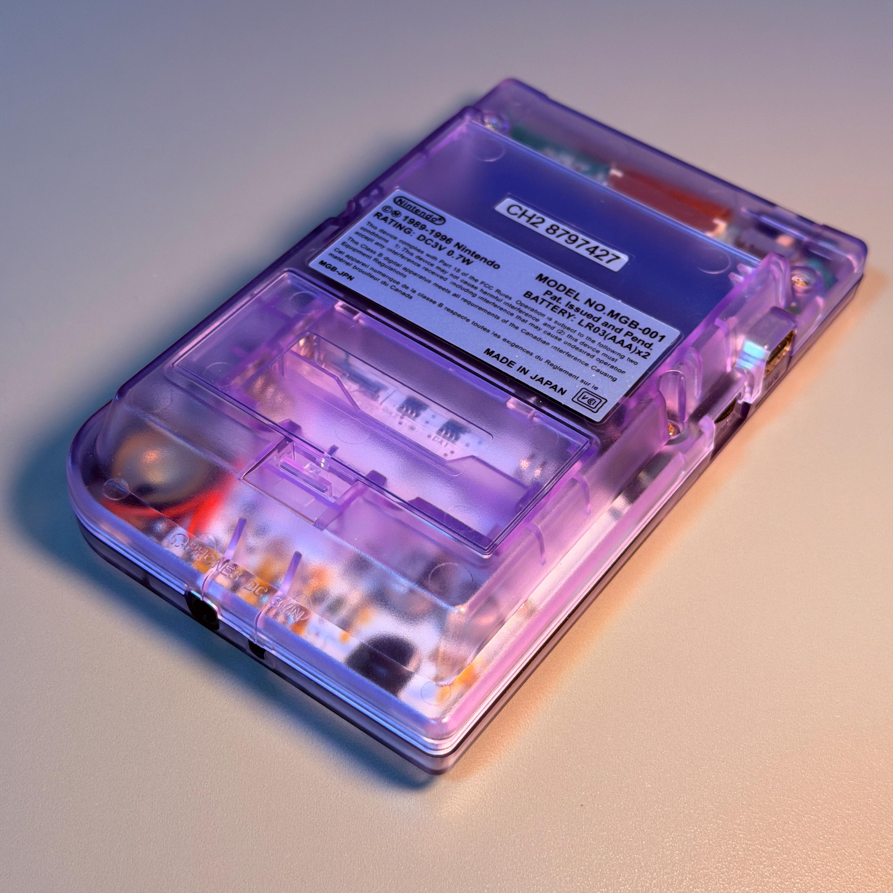 Game Boy Pocket IPS Console | Transparent Purple Shell | 2.6" IPS Display | Modded