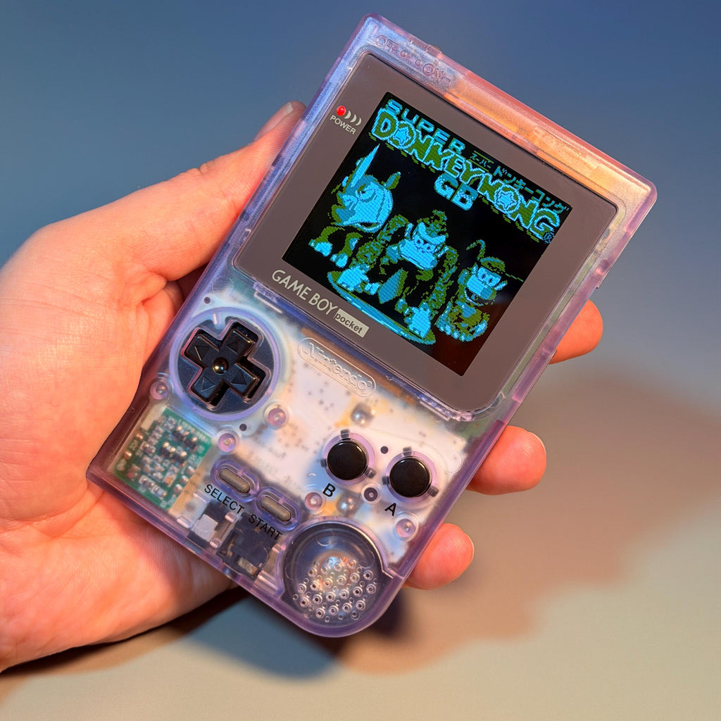 Game Boy Pocket IPS Console | Transparent Purple Shell | 2.6" IPS Display | Modded
