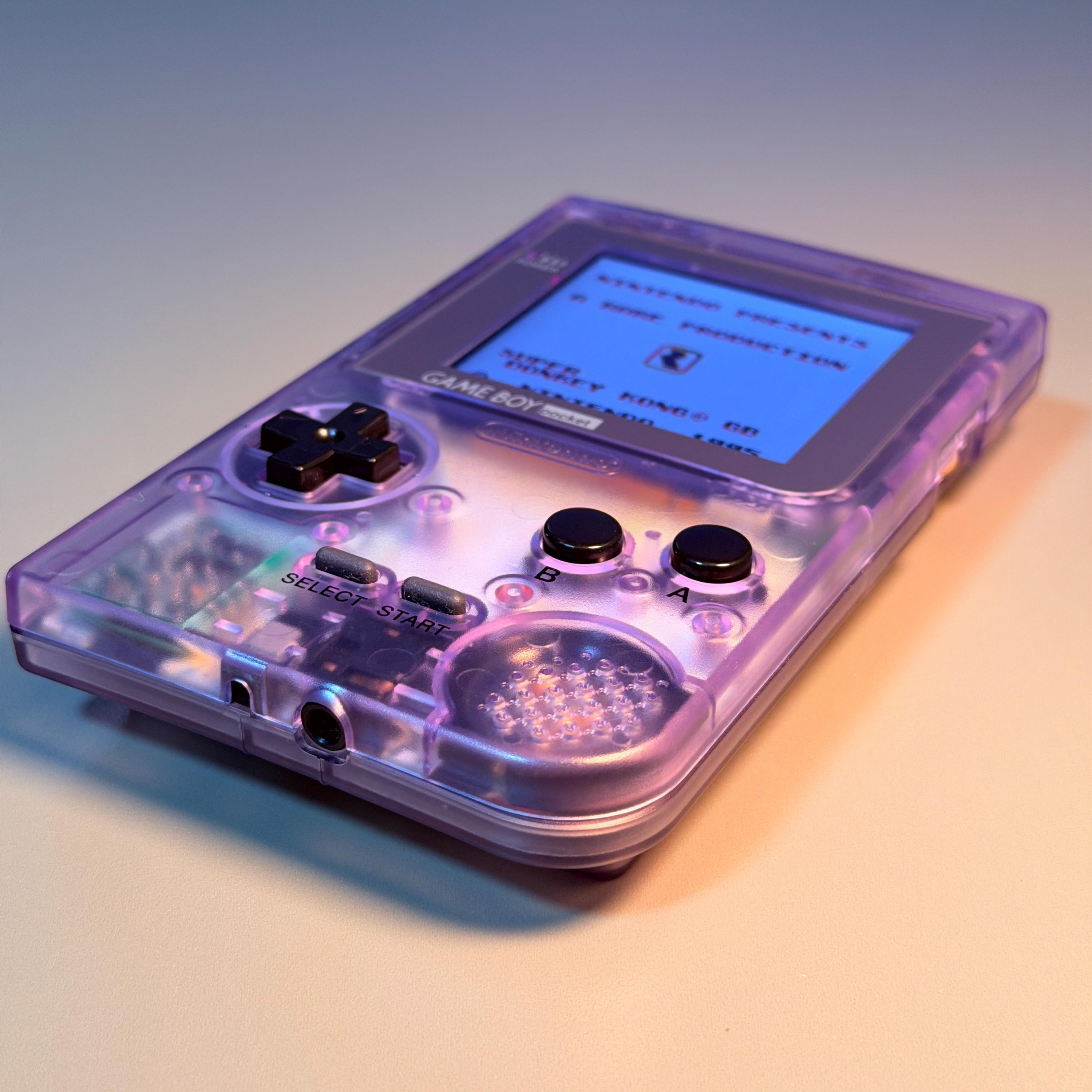 Game Boy Pocket IPS Console | Transparent Purple Shell | 2.6" IPS Display | Modded