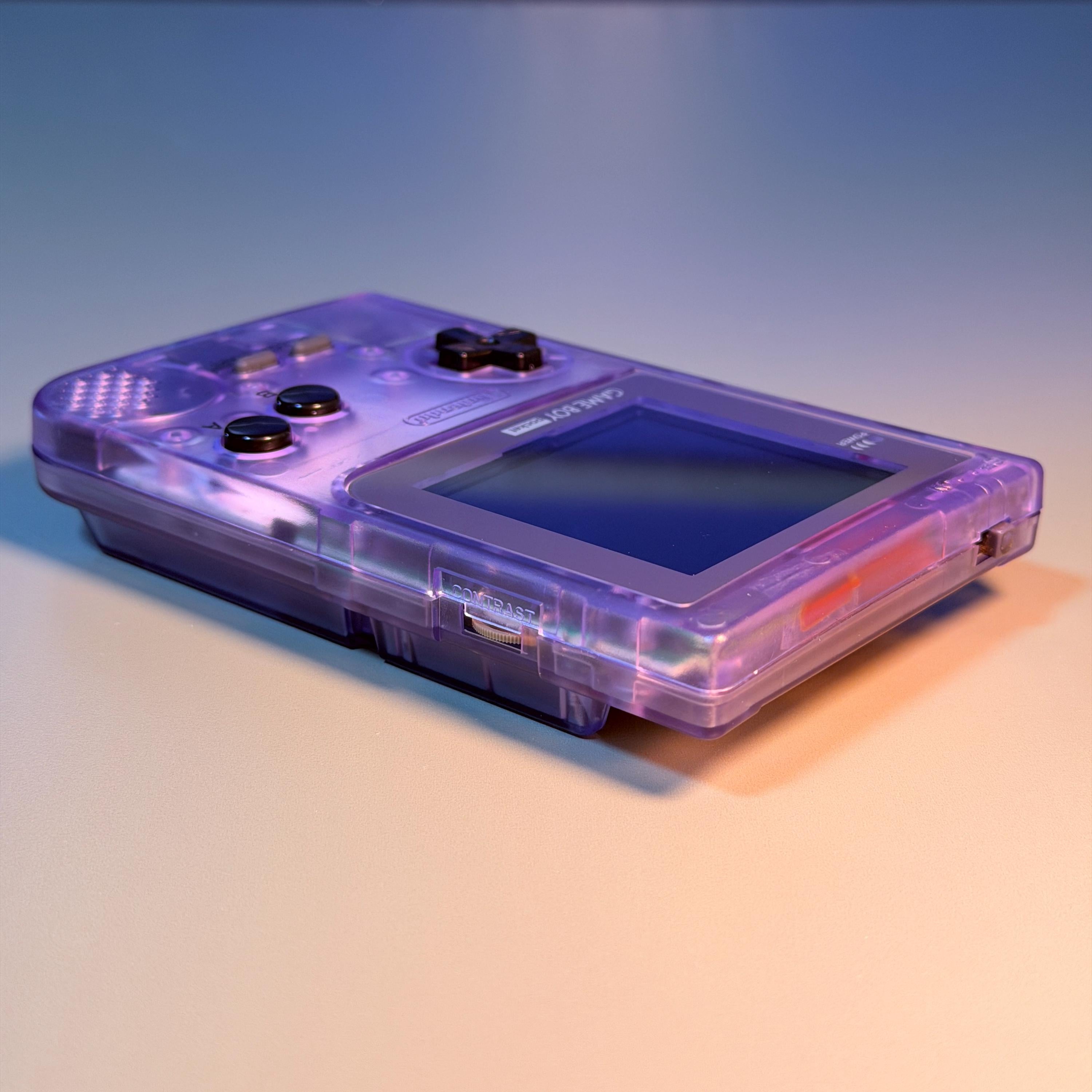 Game Boy Pocket IPS Console | Transparent Purple Shell | 2.6" IPS Display | Modded