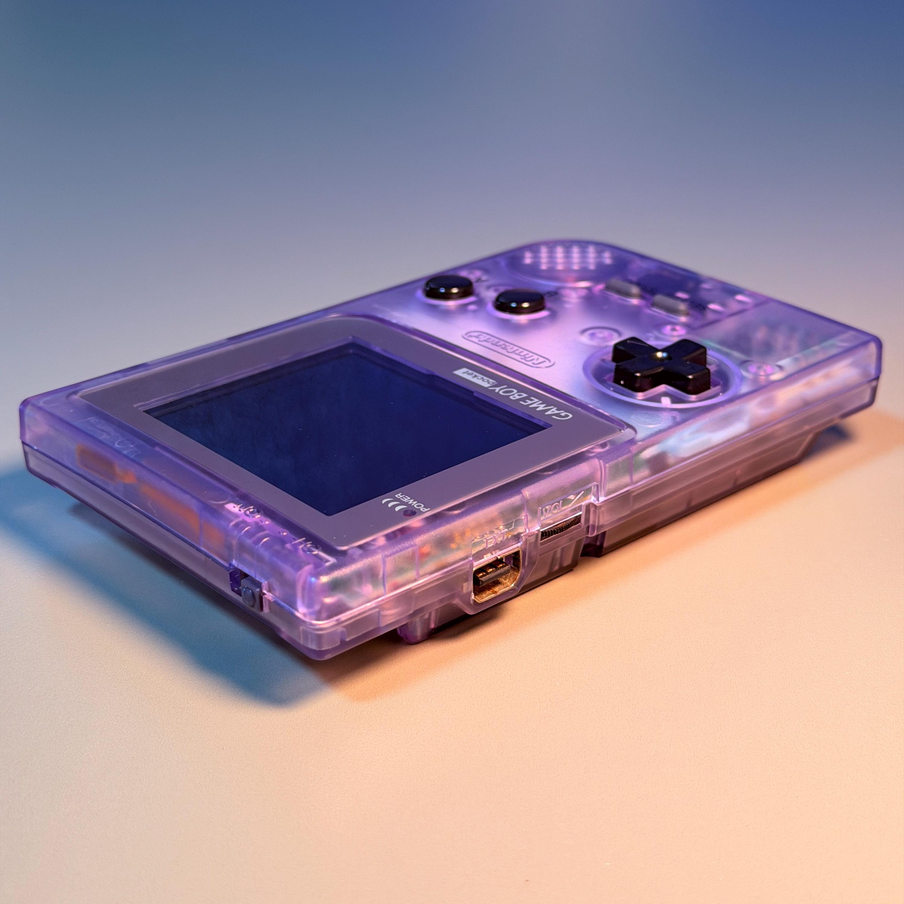 Game Boy Pocket IPS Console | Transparent Purple Shell | 2.6" IPS Display | Modded